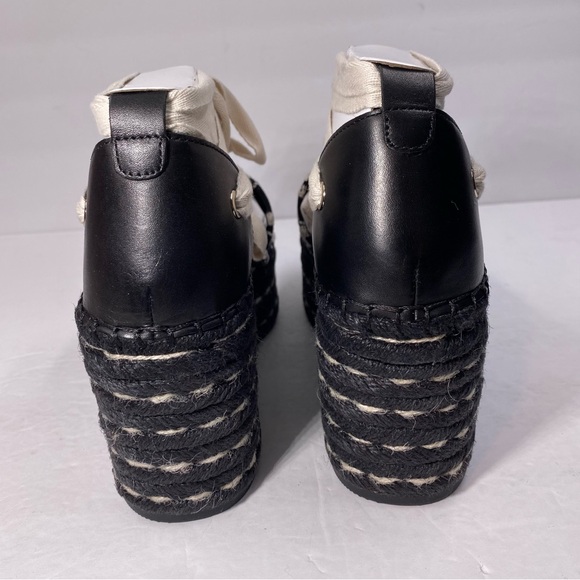 Vince Camuto Women’s Tishea Espadrille Wedge Sandals Black Cream Embroidered NWT - Picture 12 of 14